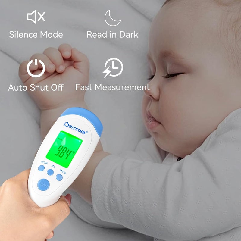Berrcom Non-Contact Infrared Forehead Thermometer for Adults and Kids, 3-in-1 Digital Fever Thermometers with LCD Display and Fever Alert, Contactless Temperature Reader - Image 3